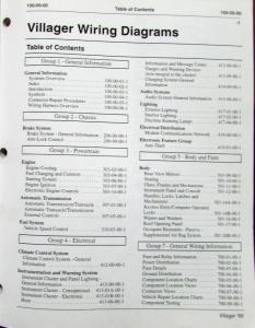 1999 Mercury Dealer Electrical Wiring Diagram Service Manual Villager