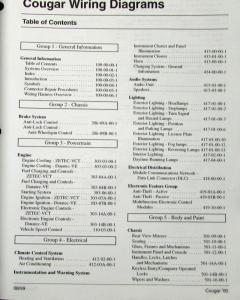 2000 Mercury Dealer Electrical Wiring Diagram Service Manual Cougar