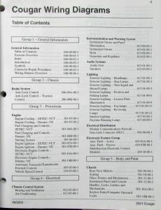 2001 Mercury Dealer Electrical Wiring Diagram Service Manual Cougar