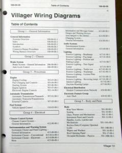 2001 Mercury Dealer Electrical Wiring Diagram Service Manual Villager