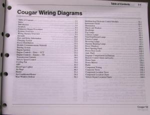 2002 Mercury Dealer Electrical Wiring Diagram Service Manual Cougar