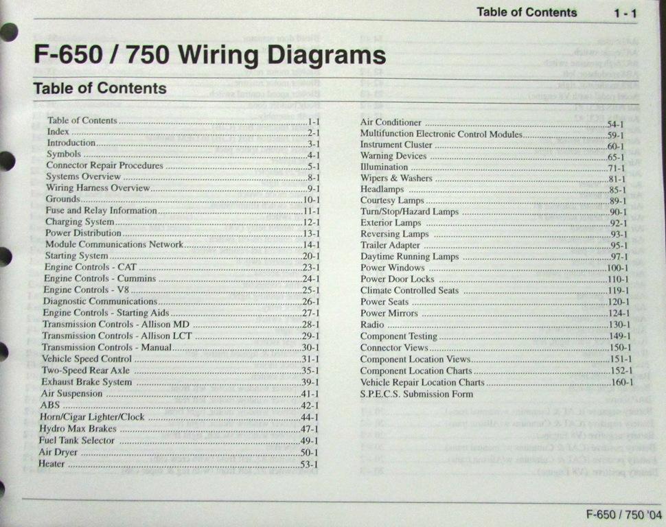 2004 Ford Dealer Electrical Wiring Diagram Service Manual F650 750 Truck