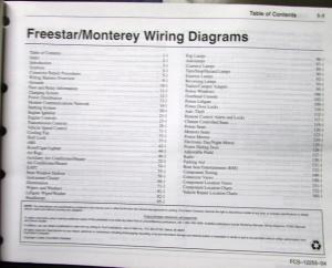 2004 Ford Mercury Electrical Wiring Diagram Manual Freestar Monterey Van