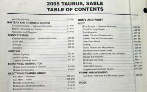 2005 Ford Taurus & Mercury Sable Service Shop Repair Manual Original