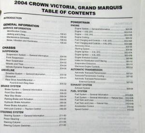 2004 Ford Crown Victoria & Mercury Grand Marquis Service Shop Repair Manual Orig