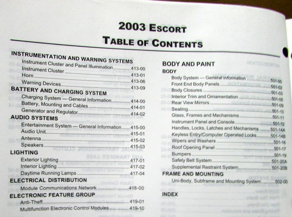 ford escort 2003 manual