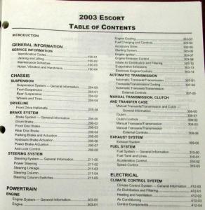 2003 Ford Escort Service Shop Repair Manual Original