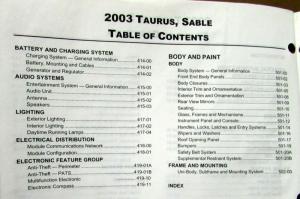 2003 Ford Taurus & Mercury Sable Service Shop Repair Manual Original