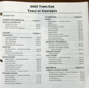 2002 Lincoln Town Car Vols 1 & 2 Service Shop Repair Manual Original