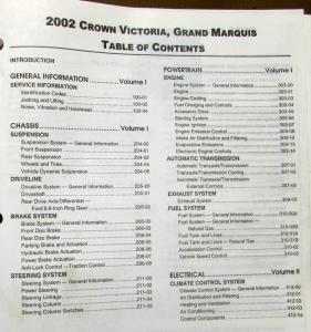 2002 Ford Crown Victoria & Mercury Grand Marquis Service Shop Repair Manual Orig