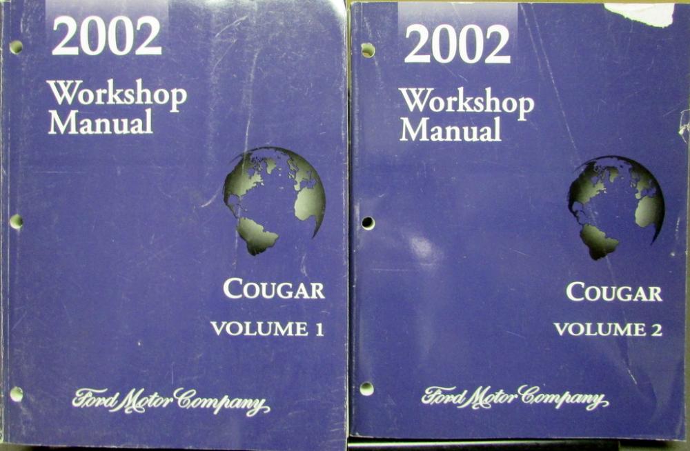 2002 Mercury Cougar Volume 1 & 2 Service Shop Repair Manuals Original