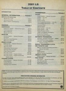 2001 Lincoln LS Volume 1 & 2 Service Shop Repair Manuals Original