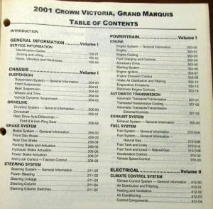 2001 Ford Crown Victoria & Mercury Grand Marquis Service Shop Repair Manual Orig