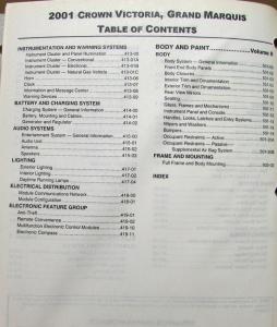 2001 Ford Crown Victoria & Mercury Grand Marquis Service Shop Repair Manual Orig