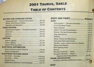 2001 Ford Taurus & Mercury Sable Vols 1 & 2 Service Shop Repair Manual Original