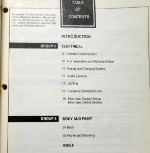 2000 Ford Contour Mercury Mystique Volume 1 & 2 Service Shop Repair Manuals Orig