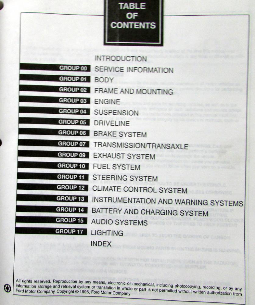 1997 Ford Thunderbird Mercury Cougar XR7 Shop Repair Service Manual Original