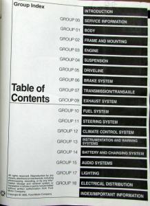 1996 Lincoln Town Car Ford Crown Vic Mercury Grand Marquis Service Shop Manual