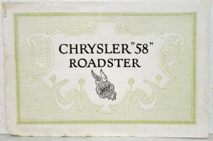 1926 Chrysler 58 Roadster Original Folder Sales Brochure