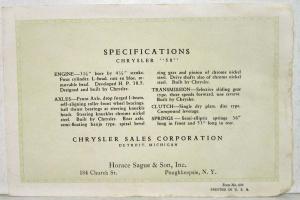 1926 Chrysler 58 Roadster Original Folder Sales Brochure