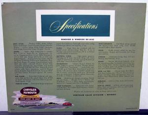 1951 Chrysler Windsor Sales Brochure Sedan Coupe Newport Traveler T&C Wagon