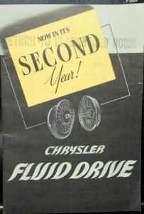 1940 Chrysler Fluid Drive Sales Brochure Original