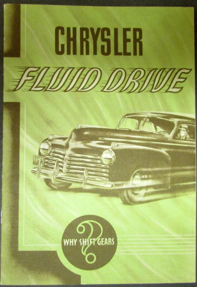 1941 Chrysler Fluid Drive Green Tone Sales Brochure Original