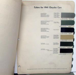 1941 Chrysler Color Combination Paint Chips Dupont Original