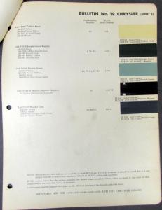 1952 Chrysler Dupont Color Paint Chips Formulas Bulletin 19 Original