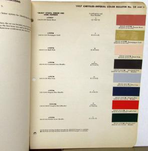 1957 Chrysler & Imperial DuPont Color Paint Chips Leaflets Original