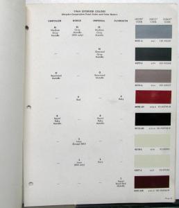 1964 Chrysler Dupont Color Paint Chips & Dodge Imperial Plymouth Original