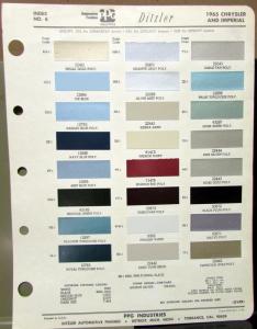 1965 Chrysler & Imperial Ditzler Color Paint Chips Original