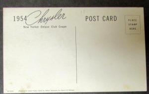 1954 Chrysler New Yorker Deluxe Club Coupe Color Post Card Original