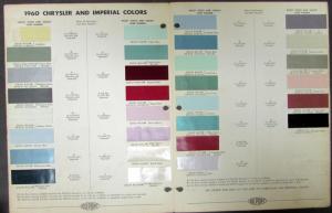1960 Chrysler & Imperial Dupont Paint Color Chips Released In Service Bulletin