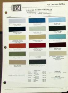 1968 RM Rinshed Mason Products Chrysler and Imperial Color Paint Chips Original