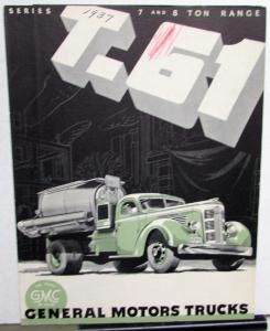 1937 1938 GMC Truck Model T61 T61H Seven & Eight Ton Sales Brochure Folder Orig