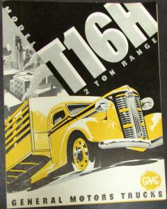 1937 1938 GMC Truck Model T16H Two Ton Range Sales Brochure Folder Original