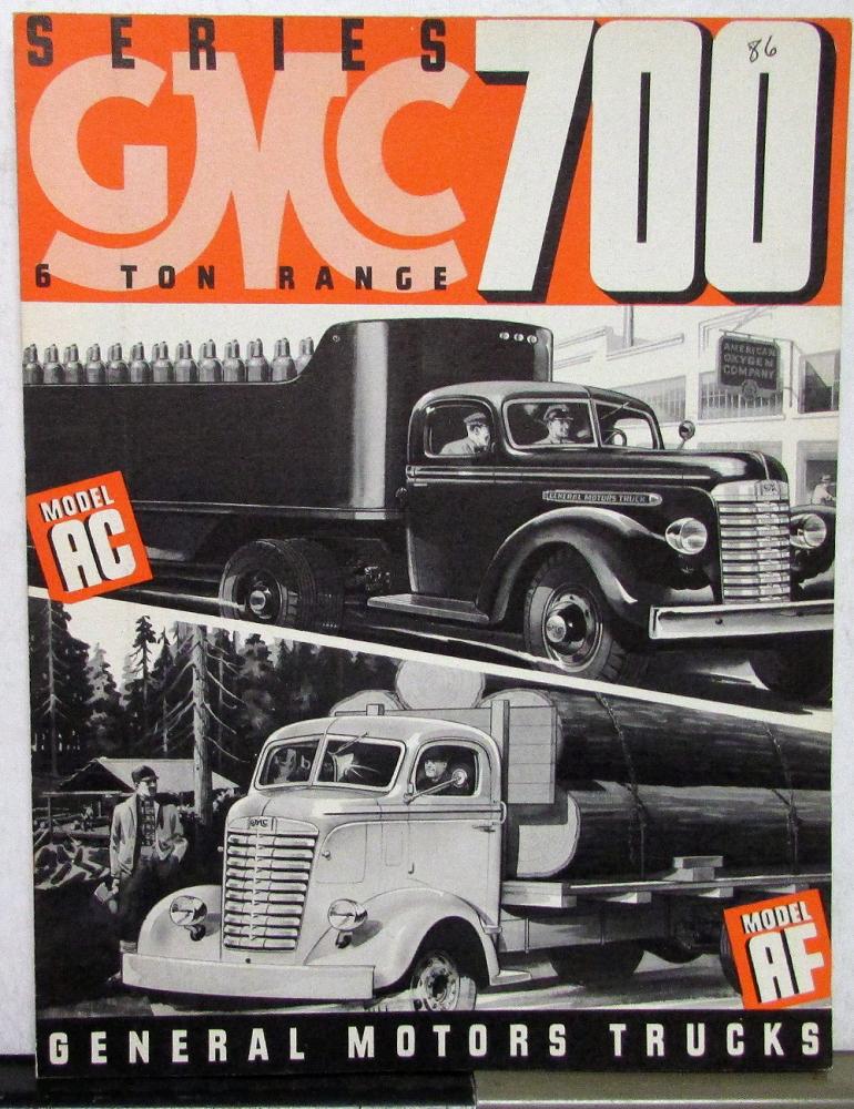 1939 GMC Truck Series 700 AC & AF 6 Ton Sales Brochure Folder Original