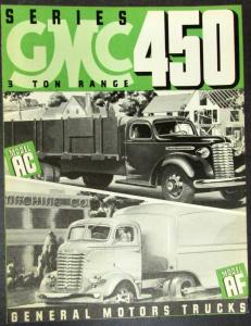 1939 GMC Truck Series 450 3 Ton Models AC & AF Sales Brochure Folder Original