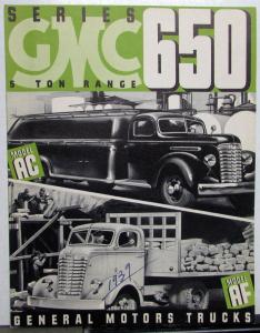 1939 GMC Truck Series 650 5 Ton Model AC & AF Truck Sales Brochure Folder Orig