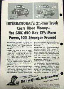 1950 GMC Truck Model 450 Versus IHC L180 81 82 Sales Brochure Folder Dealer Only