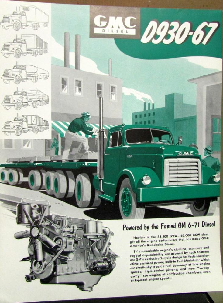 1953 GMC Diesel D930 - 67 Truck Tractor Sales Brochure Data Sheet GREEN Original