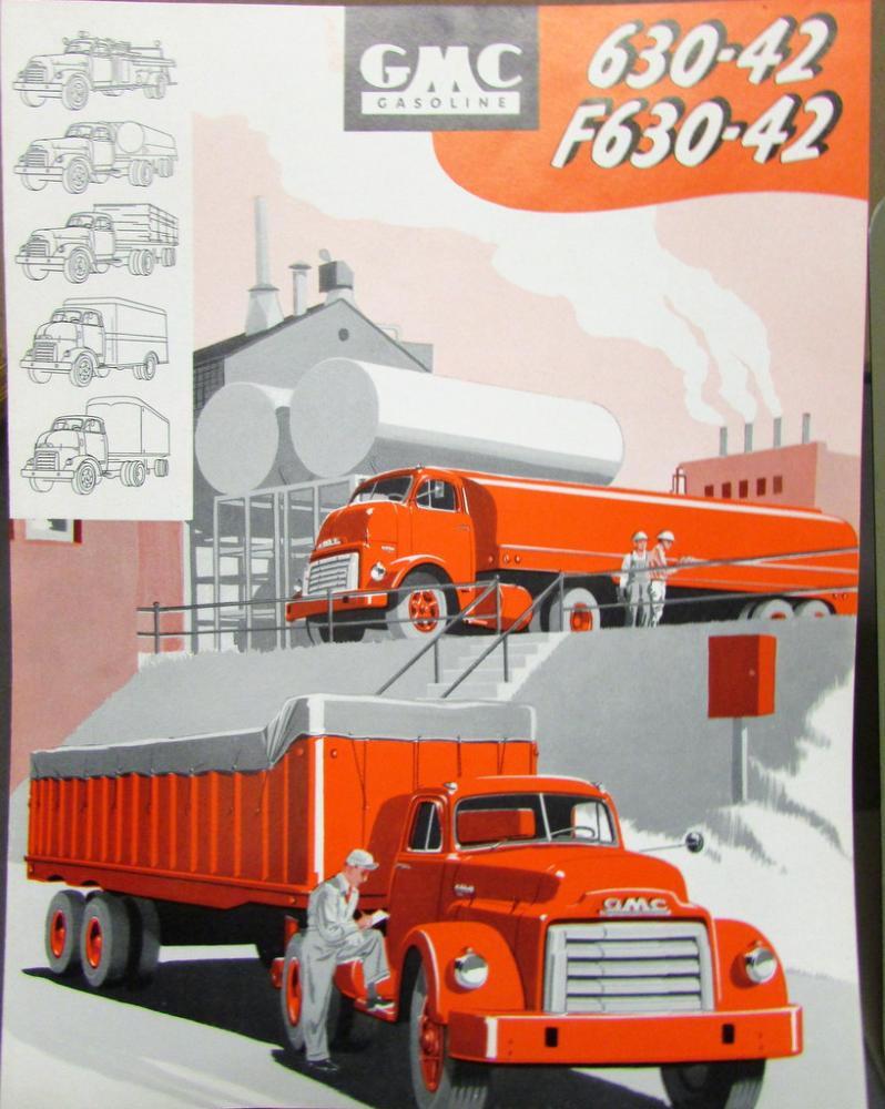 1953 GMC Gas 630 42 & F630 42 Truck Sales Brochure Folder Original