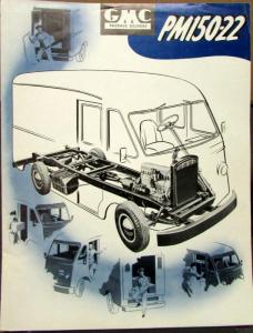 1953 GMC Package Delivery Truck PM150 22 Sales Brochure Folder BLUE Original