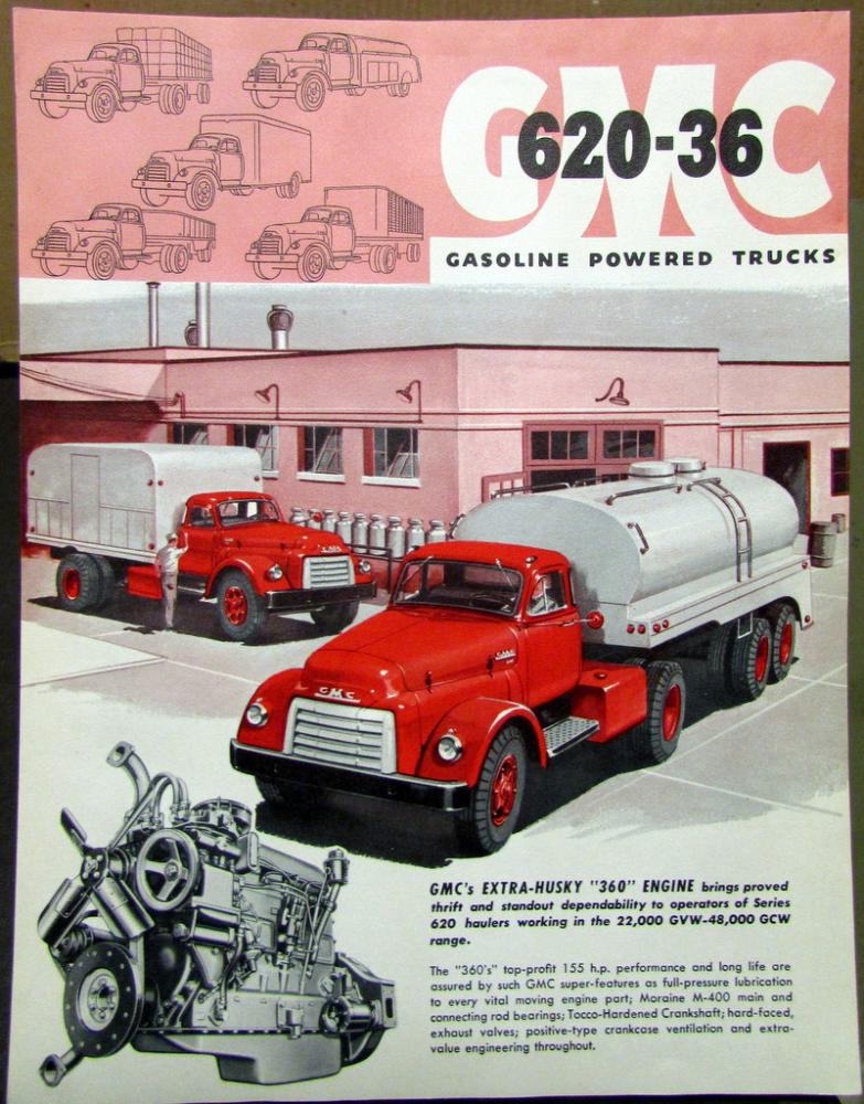 1954 GMC 620 36 Gasoline Powered Truck Model Data Sheet Sales Brochure Original