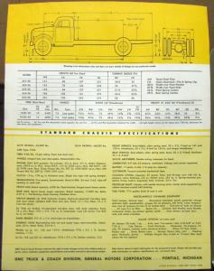 1954 GMC 620 36 Gasoline Powered Truck Model Data Sheet Sales Brochure Original