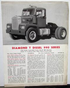 1954 GMC DFW 620 47 Diesel Powered Truck Data Sheet Sale Brochure Original