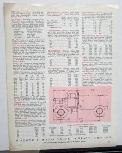 1954 GMC DFW 620 47 Diesel Powered Truck Data Sheet Sale Brochure Original