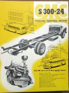 1954 GMC Gasoline Powered Truck Model S 300 24 Original Data Sheet Sale Brochure