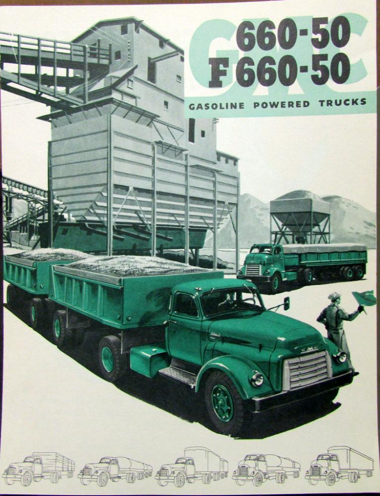 1954 GMC 660 50 & F 660 50 Gas Truck Models Sales Brochure Folder Original